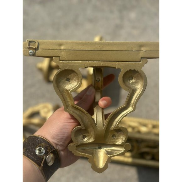 VTG 70s MCM Ornate Wall Sconce 20" Gold Tone | Hollywood Regency Decorative Art - Picture 5 of 8